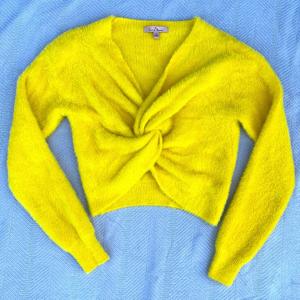 Love Tree cropped twist front sweater